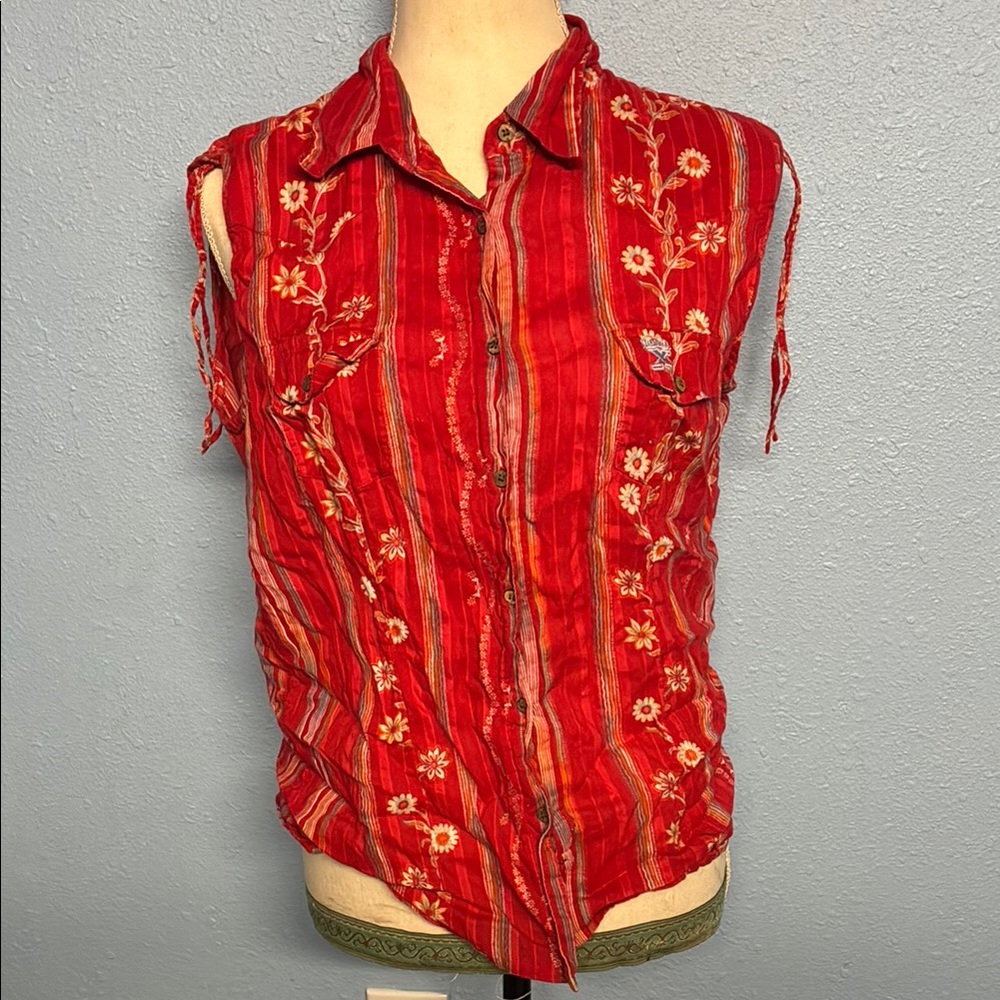 Twenty X floral tie sleeveless blouse girls large